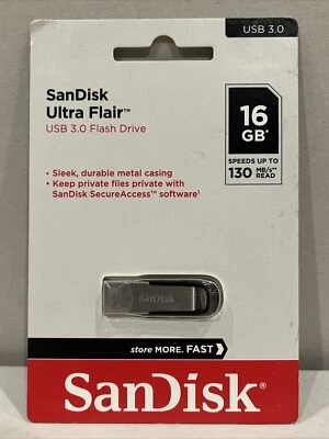 SanDisk 16GB Ultra Flair USB 3.0 Flash Drive, Up to 130MB/s Read #SDCZ73016GA46 - Image 1 of 2