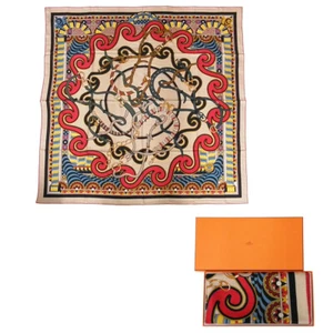 HERMES Carre 140 Cashmere Silk Shawl Harnais en Rosace Natural Unused w/ box # - Picture 1 of 6