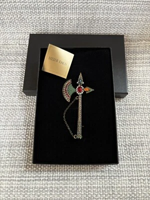 Designer Heidi Daus Multicolor Crystal AXE Dagger Sword Brooch Pin - New - Rare - Image 1 of 4