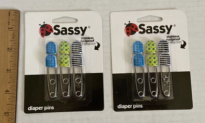 *2* Packs of 6 Sassy Diaper Pins 38007 (12 total) *New* - Image 1 of 4