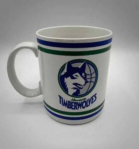 Vtg Official NBA Minnesota Timberwolves Original Logo White Ceramic Coffee Mug Cover