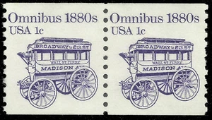 Scott 1897, The 1983 1¢ Omnibus Transportation Series Coil Pair - MNH - Picture 1 of 1