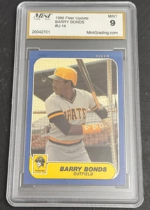 1986 Fleer Update - Barry Bonds #U-14 (RC) Mint Graded 9 Pittsburg Pirates HR - Picture 1 of 2