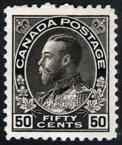 Canada Sc 120 Black Brown 50¢ 1911 p.12 KG V Light Hinge Original Gum - Picture 1 of 1