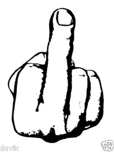 MITTELFINGER AUFKLEBER LAPTOP AUFKLEBER HELMAUFKLEBER FENSTERAUFKLEBER HARD HAT  - Bild 1 von 1