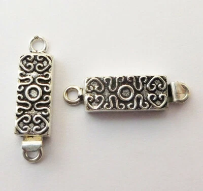 2 Pcs 30X8X5mm Bali Box Clasp 1 Strand Antique Silver Plated Jewelry cb-147 - Image 1 of 3