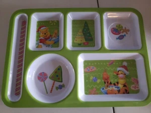 Disney Winnie The Pooh Christmas Melamine Divided Kids Tray 14" x 10" JcPenney - Picture 1 of 9