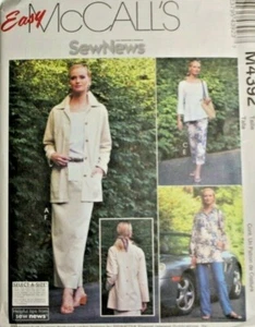 McCall's 4392 Unlined Jacket, Tops, Pants & Skirt Sewing Pattern 10-12-14-16 - Picture 1 of 2