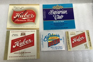 Lote de 5 etiquetas de cerveza Huber Brewing Co Monroe WI - Imagen 1 de 2
