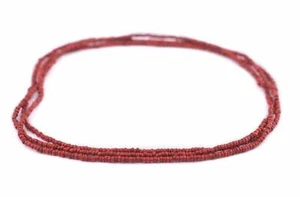 Perline di semi in vetro di Giava rosso corallo 2,5 mm, filo 48 pollici Indonesia - Foto 1 di 4