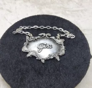 Vintage 1975 Metzke Antik Zinn "Gin" Schnaps Dekanter Anhänger mit Kette - Bild 1 von 5