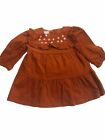 Bonnie Baby 0 - 3 Months Toddlers Girl Embroidered Corduroy Dress, Brown