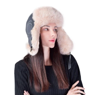 Женщин зимние подогреватель реальный кроличий мех Русский уха крышка ушанка казачий лыж открытый - Изображение 1 из 4