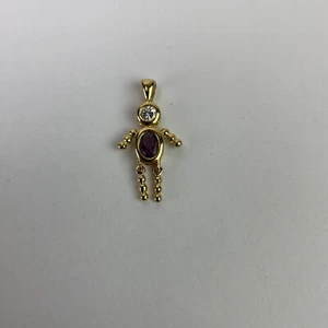 Colgante dije de piedra de nacimiento de junio con oro de ley 925 sobre plata bebé niño bebé niño - Imagen 1 de 2