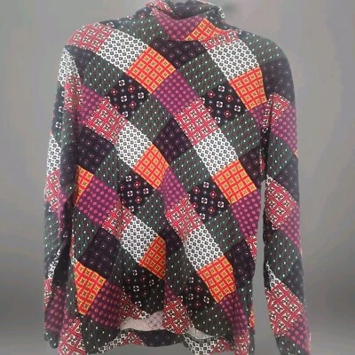 Camisa Top Vintage Algodón Primera Edición Para Mujer Patchwork Cuello Alto Talla Pequeña  Foto 1 de 4