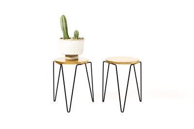 Mesas auxiliares taburete apilable modelo #75 Florence Knoll vintage de mediados de siglo -- par Foto 1 de 4