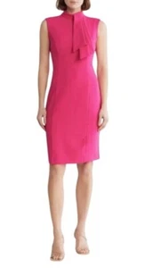 Eliza J Womens Berry Tie Neck Sleeveless Crepe Sheath Midi Dress Sz 8 NEW - Picture 1 of 6
