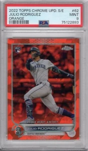 JULIO RODRIGUEZ 2022 TOPPS CROMO ACTUALIZACIÓN ZAFIRO EDICIÓN NARANJA RC 10/25 PSA 9 - Imagen 1 de 2