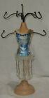 Jewelry holder mannequin woman blue white pearl necklaces, bracelets