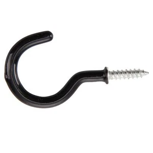 Neu 100 X Becher Haken Einschrauben Geschultert Schwarz Plastik Beschichtet 19mm - Bild 1 von 1