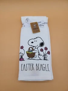 New With Tags Rae Dunn 2025 Peanuts Snoopy Easter Kitchen Towel Set Of 2 - Picture 1 of 13