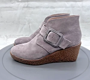 Jack Rogers Boots Izzie Womens Size 6M Taupe Suede Wedge Buckle Ankle Booties - Picture 1 of 13