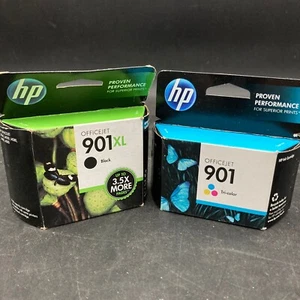 Ein Satz Original HP 901XL und 901 dreifarbige Tintenstrahlpatronen NEU Ablaufdatum 2013/2015 - Bild 1 von 2