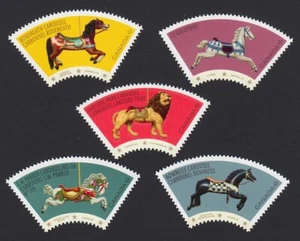 VINTAGE CAROUSELS ATTRACTION = Set 5 stamps from Souvenir Sheet Canada 2022 MNH - Picture 1 of 1