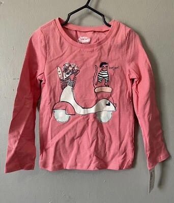 Camisa OshKosh Original Niñas Pequeñas Gato Francés Bonjour Manga Larga Rosa 4T Foto 1 de 4