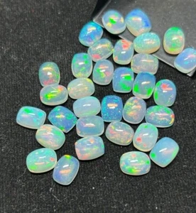 Natural Ethiopian Opal AAA cabochons Loose Gemstone Lot White Rectangle Cushion - Picture 1 of 7