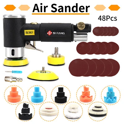 48Pcs Air Sander Dual Action Auto Body 2'' 3'' Random Orbital Polisher Buffer - Image 1 of 4
