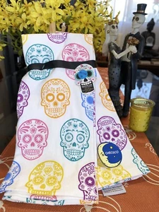 Tag der Toten Küche Geschirrtücher 2 Stück 16" x 26" Día De Los Muertos Sugar Skull - Bild 1 von 4
