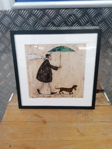Walking The Sausage Art Print By Sam Toft Offset Lithograph Custom Made Frame - Picture 1 of 9