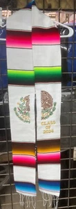 ESCUDO Mexicano Stola Graduation graduación 2024 Sarape weiß, Blanco Schärpe, - Bild 1 von 2