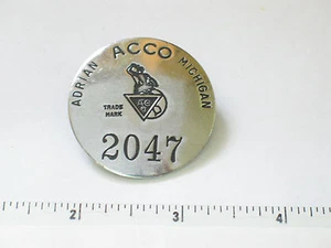 Acco Adrian Michigan Employee Badge Pin AC Badge  - Picture 1 of 3