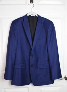 Calvin Klein Big Boys Slim Fit Dress Jacket Blazer Wool Blend Blue Size 18 LN - Picture 1 of 9