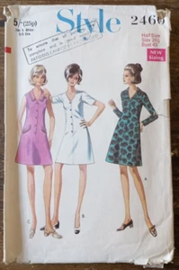 Vintage 60er Jahre Stil 2466 Schnittmuster Knopfleiste A-Linie Kleid V-Ausschnitt 20 1/2 43" - Bild 1 von 2