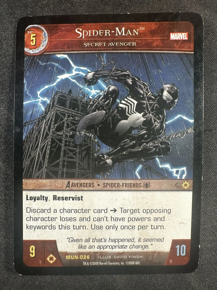 VS System TCG MUN-026 Spider-Man Secret Avenger Marvel Universe LP - Image 1 of 2