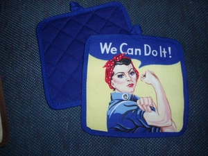 1 Handcrafted Potholder - ROSIE THE RIVETER, 8"x8" - Picture 1 of 1