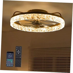 Ceiling Fans with Lights and Remote Fandelier - Low 20 inch Black and Crystal - Picture 1 of 7