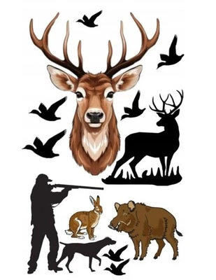 MARKENLOS Jäger Jagd Wald Tiere Essbar Tortenaufleger Torte Geburstag Zuckermasse +NAME