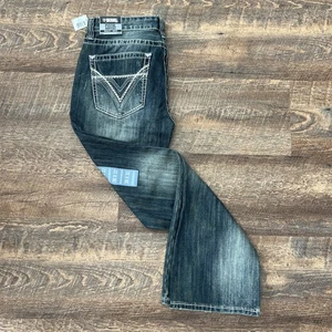 Rock & Roll Denim Pistola Bootcut Reg 36X32 Blu Punto Spessore Whiskering Distress - Foto 1 di 13