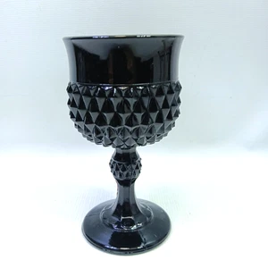 Tiara de vidrio Indiana negra camafeo punta de diamante copa de vino de agua gótica vintage - Imagen 1 de 8