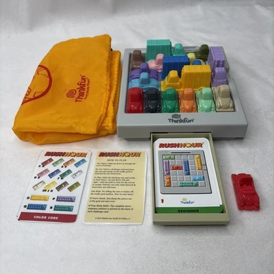 2003 ThinkFun Rush Hour Traffic Jam Game COMPLETE 17 Cars, 40 Cards, Rules, Bag - Image 1 of 4