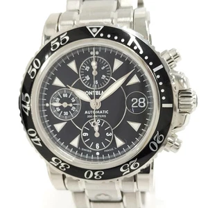 MONTBLANC WATCH MEISTERST?CK CHRONOGRAPH AUTOMATIC BLACK DIAL 7034 3273 SS MEN'S - Picture 1 of 10