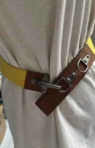 "Cinturón Ralph Lauren 37-42"" cuero marrón tela tejida estribo de equitación ecuestre" - Imagen 1 de 5
