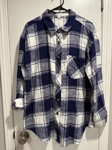 Maurices Cabin kariertes Boyfriend Tunika Hemd Gr. 0X blau langarm Flanell NEU - Bild 1 von 5