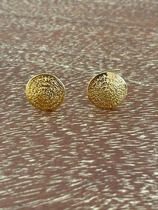 Women's stud earrings 14k yellow gold disc of phaistos | ancient greek jewelry - Picture 1 of 7