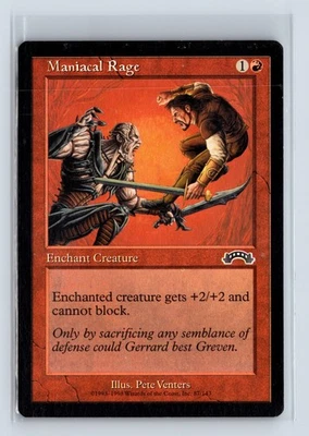 (3x) MANIACAL RAGE – MTG Magic the Gathering Card – Exodus – Common - Image 1 of 4