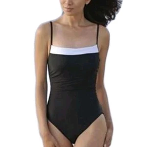 Miraclesuit Size 16 One Piece Swimsuit Black Ruched Slimming Shapewear Swim - Picture 1 of 4